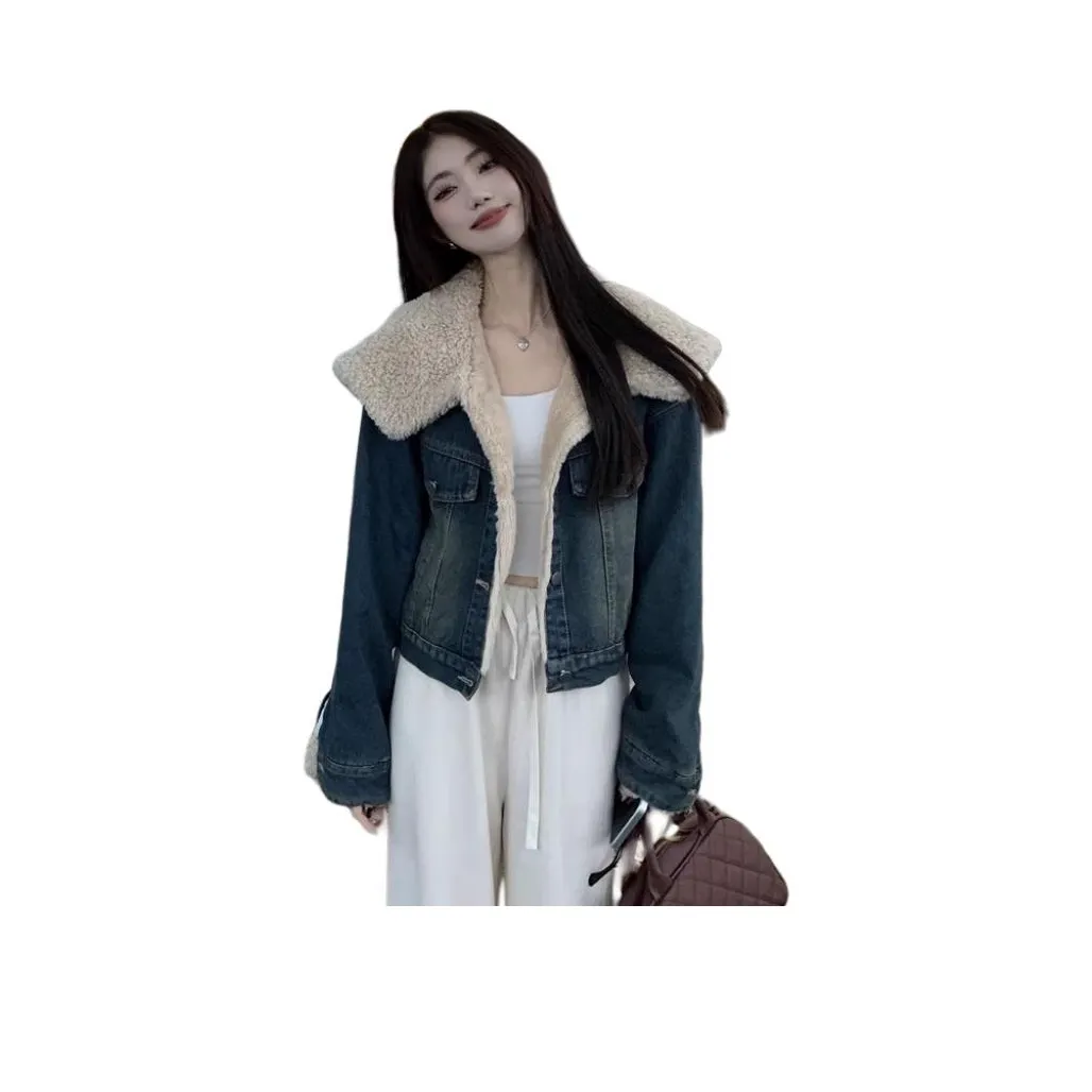 GUOZHEN Синий Женские Джинсовые Куртки