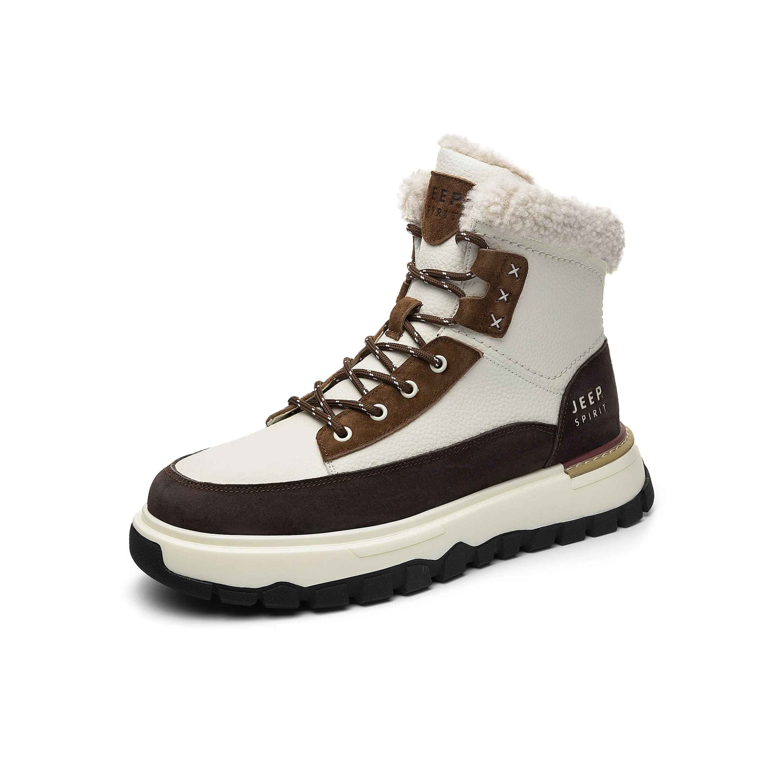 JEEP SPIRIT Термический Водонепроницаемый Устойчивый к истиранию Увеличение Высоты Ботинки для снега Унисекс Белый Коричневый