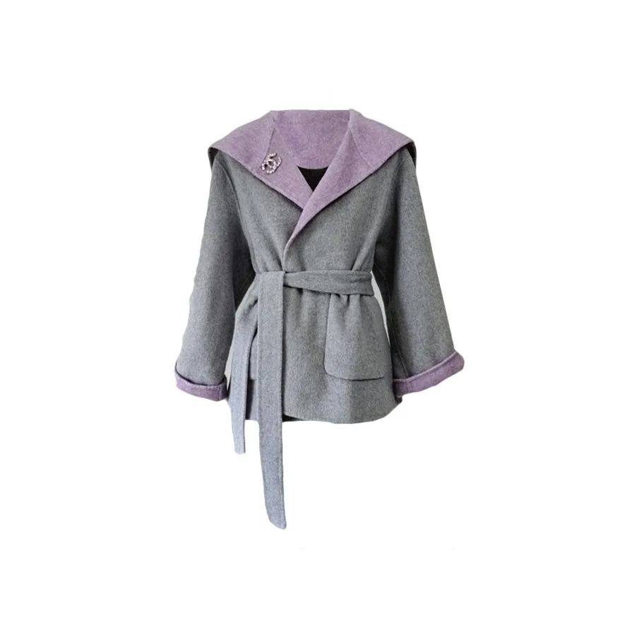 Aghr Серый Фиолетовый Женское Пальто
