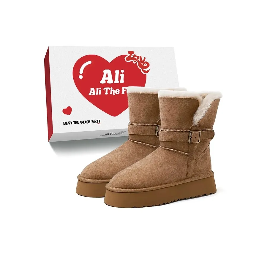 Али Тх Фокс Флис Утепленные Термальные Модные Короткие Снежные Ботинки Женские