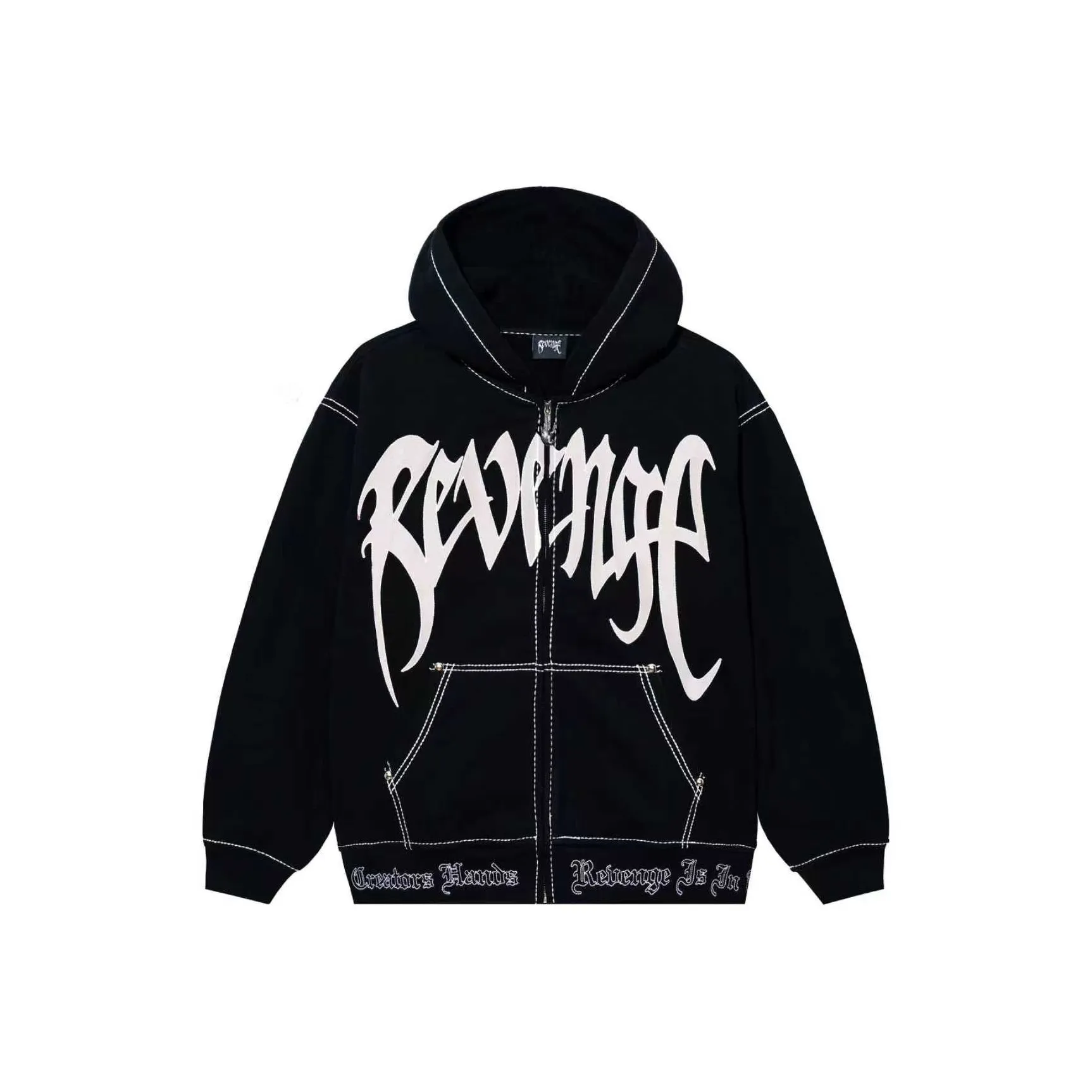 Revenge Пальто-Куртка с молнией Унисекс Черный Белый