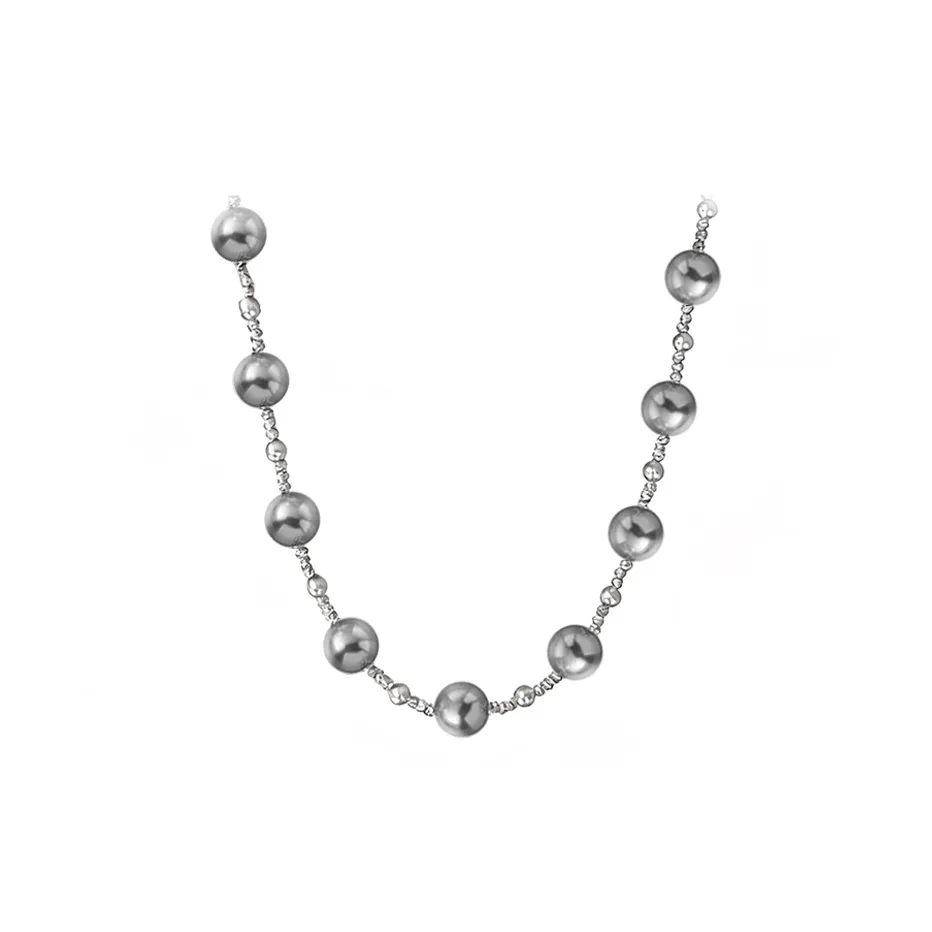 NATURALLYJOJO Искусственный жемчуг Ожерелье Цепочка на ключицу Осенний и зимний аксессуар Женские Серый Белый