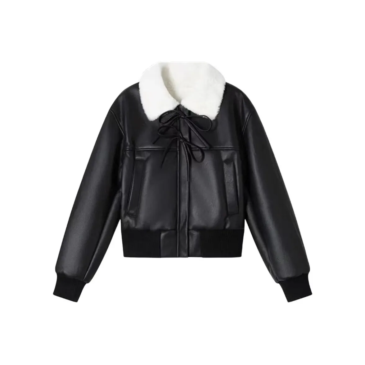 TSKIU Черные Женские Кожаные Куртки