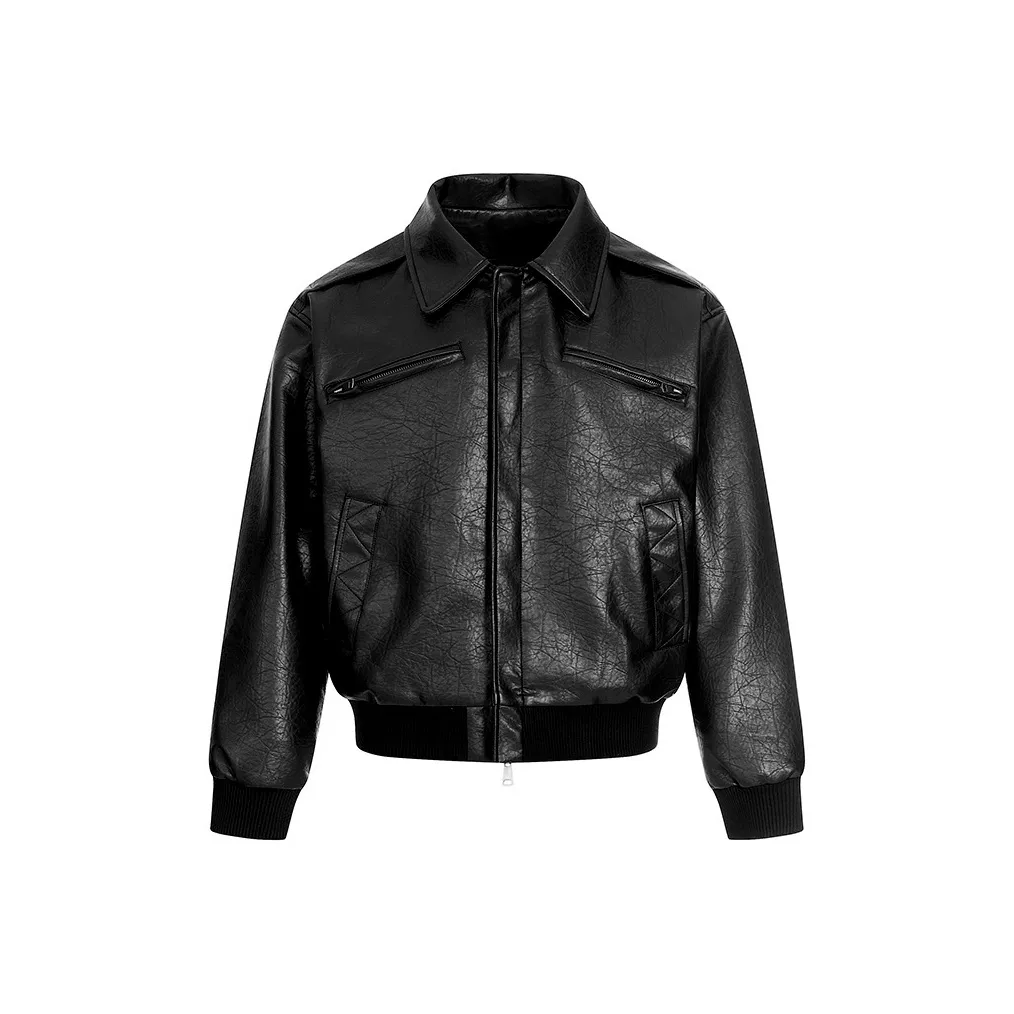 CoosRetro Черные Мужские Кожаные Куртки