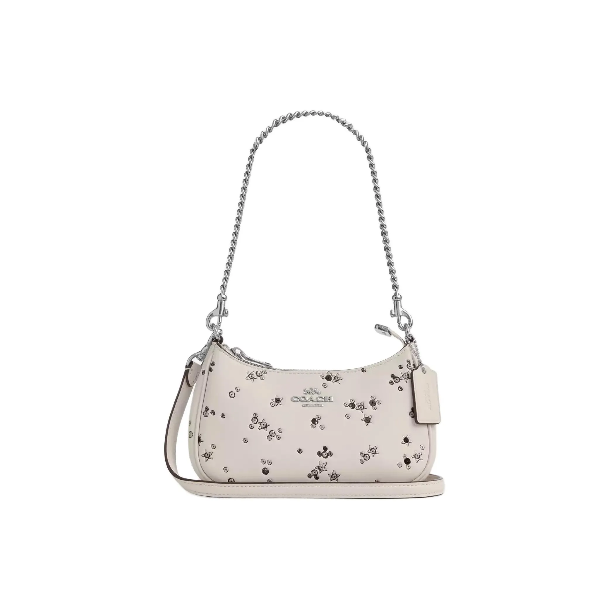 COACH Teri Кожа Сумка Мини Женская Серебряная And Шоколадная Многоцветная