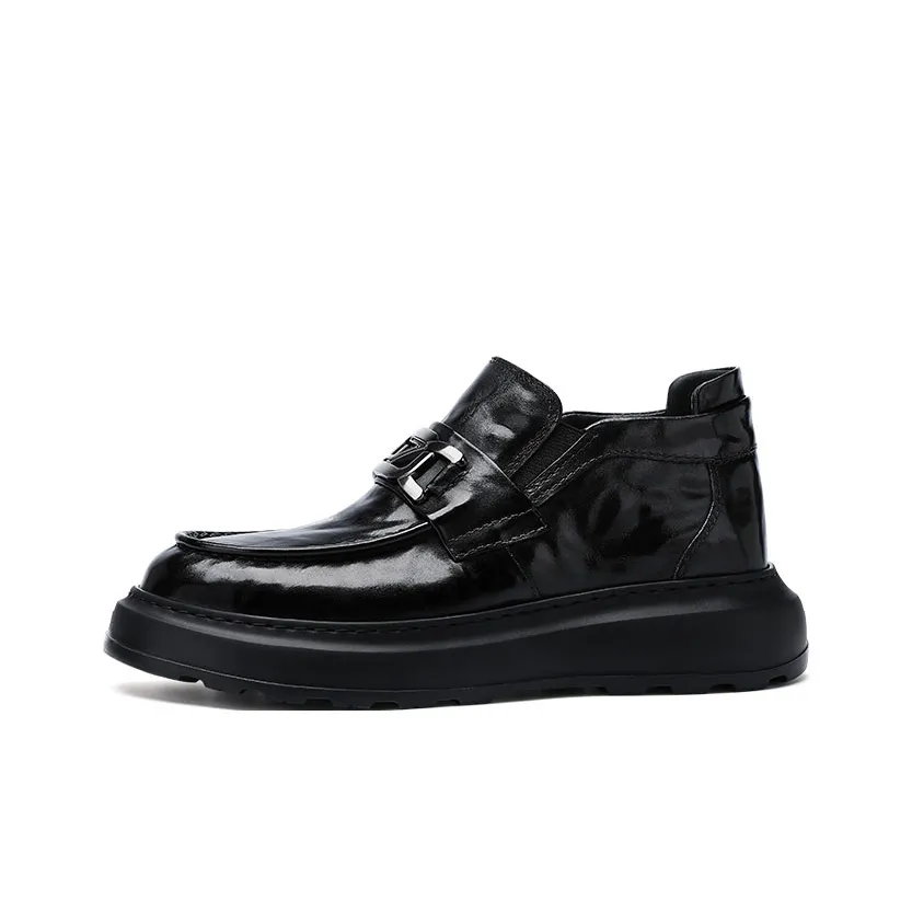 U7 Зимняя бизнес-утепленная обувь повседневные кожаные туфли мужские черные