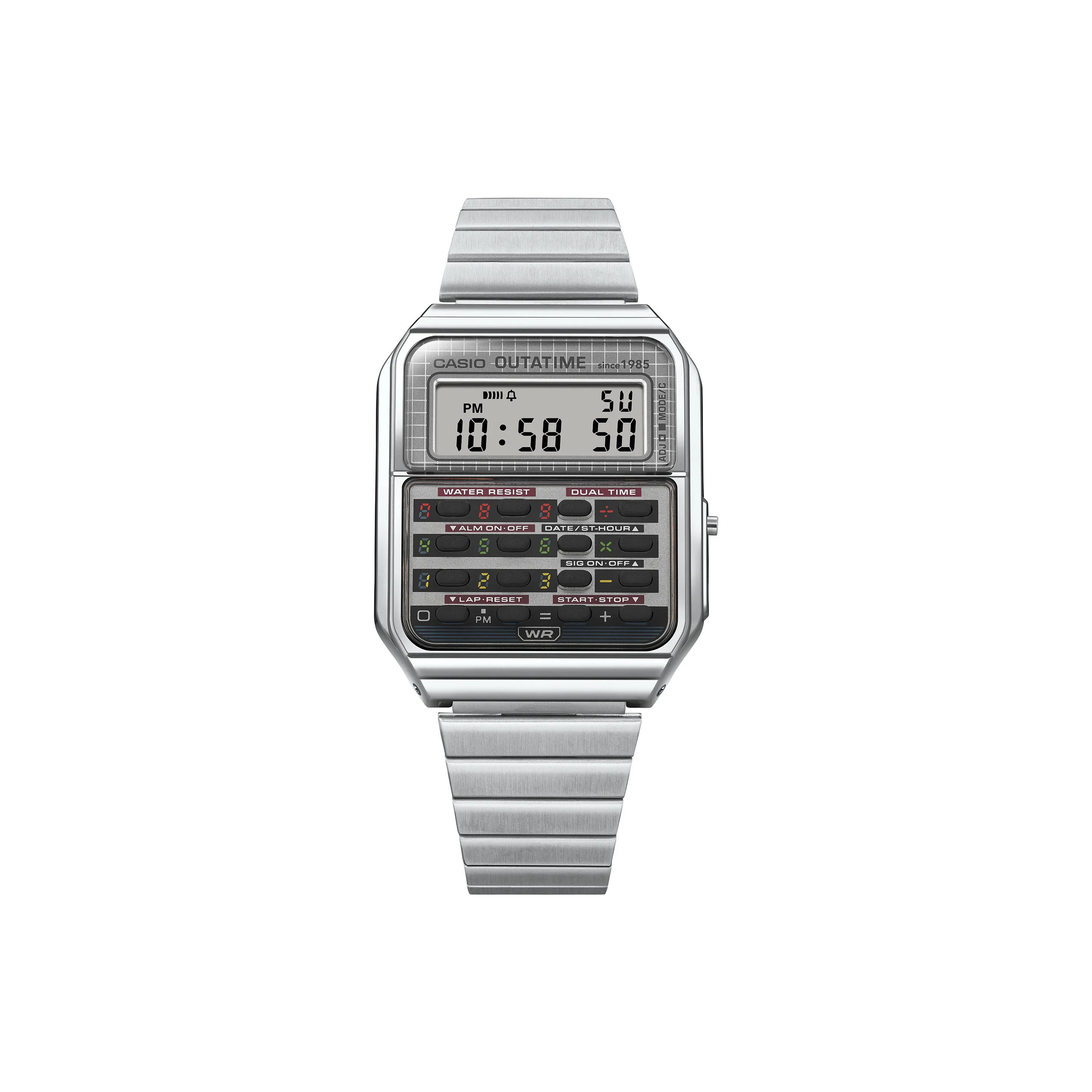 CASIO BACK TO THE FUTURE VINTAGE Series Кварцевый механизм Нержавеющая сталь Ремешок Часы Унисекс Черный циферблат