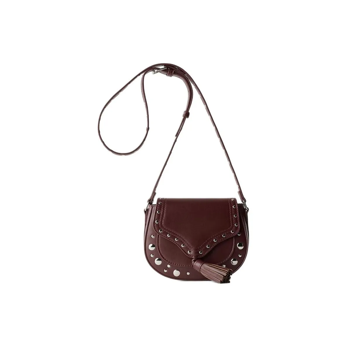 Сумка через плечо из полиуретана совместный продукт ZARA женская темно-красного цвета