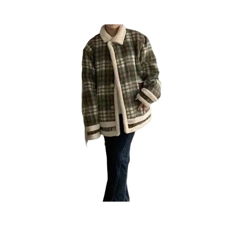 HAPG Зеленая клетка Женские бархатные куртки