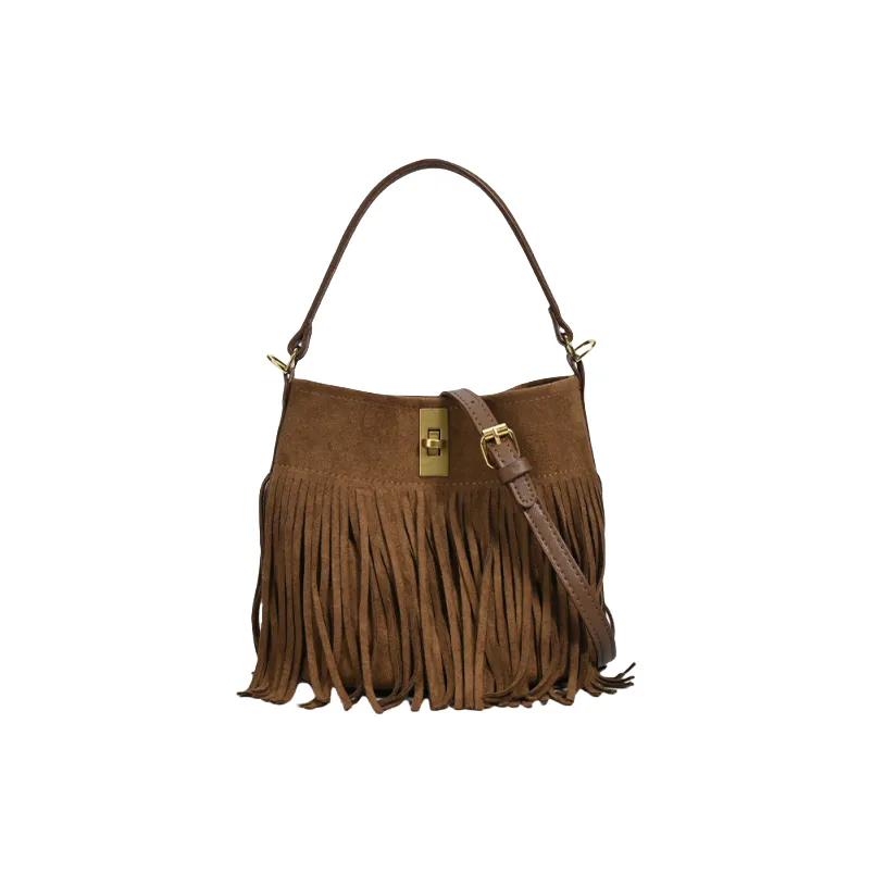 BEGOOER Фланелевая сумка на одно плечо женская коричневая красная