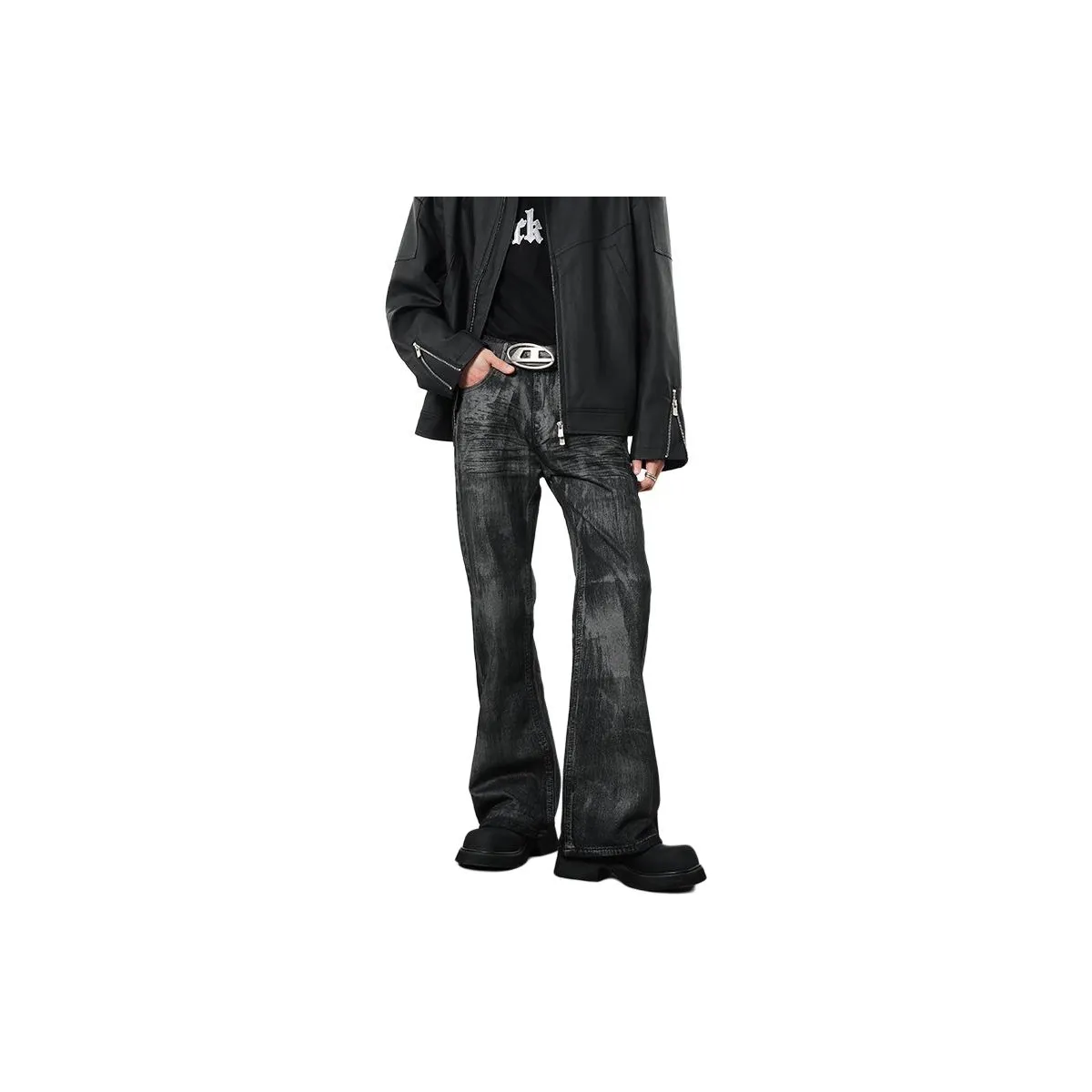 COOLALPACA Свободный крой буткат длина до пола джинсы унисекс