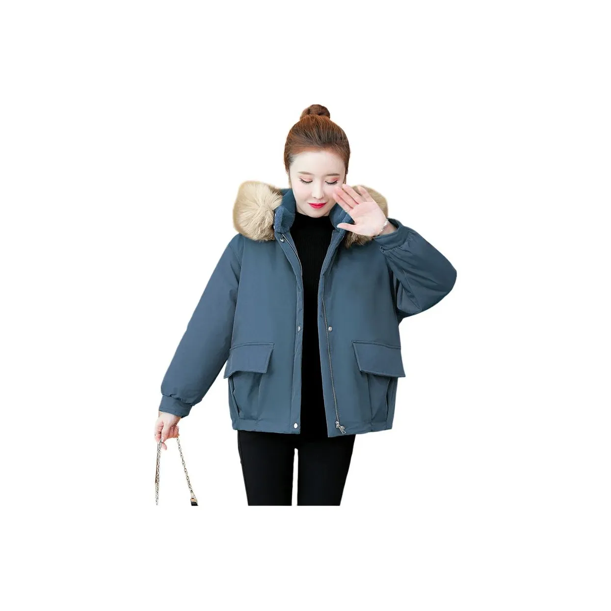 LANGQING Бирюзовый Подарок Бренд Наклеенный Женские Парки