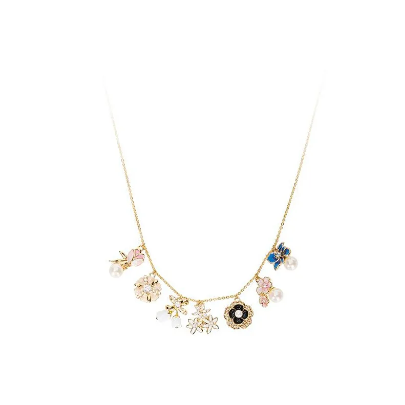 Британский музей Золотой покрытый медью Синтетический кубический цирконий Искусственная жемчужина Ожерелья Женские