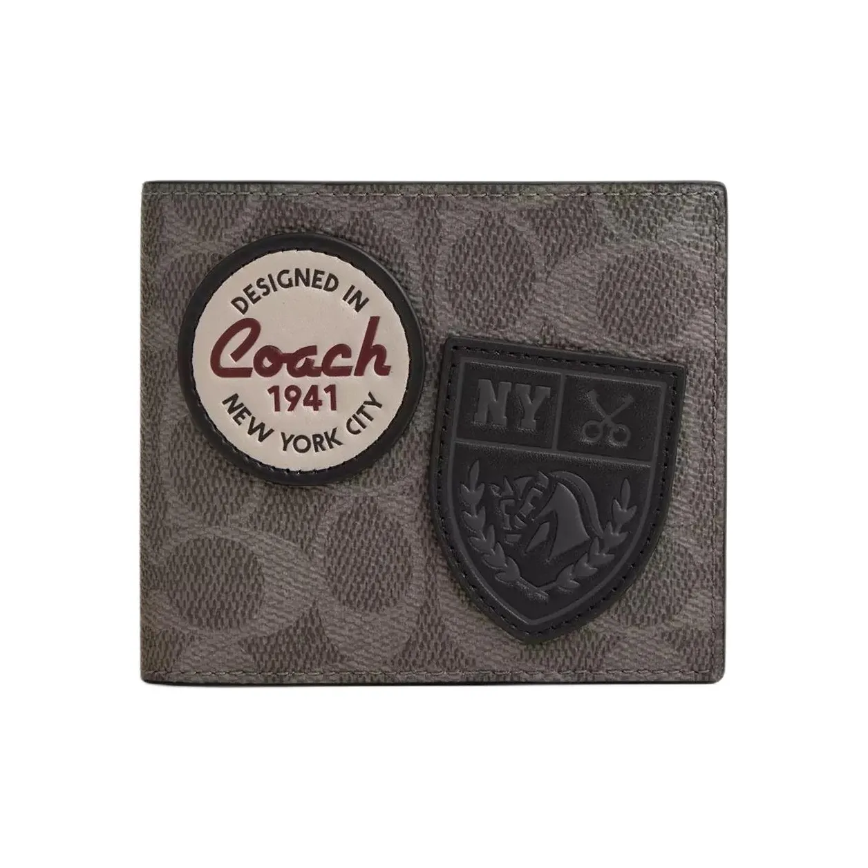 COACH Фирменный кожаный кошелек мини мужской серый медный
