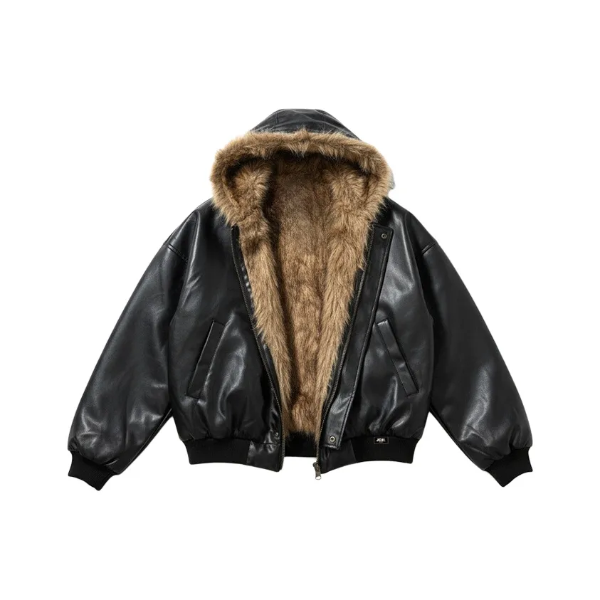 JNJK [Двусторонний меховой воротник] Гора Hawk [Черный] Унисекс пуховики