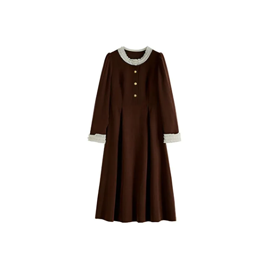 SLLSKY Длинное платье с длинными рукавами женское