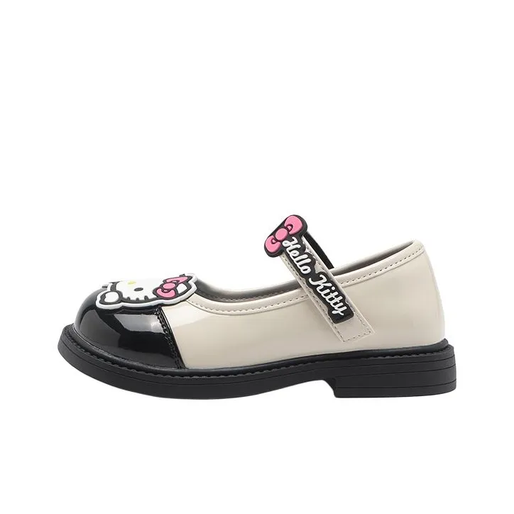 Sanrio Детская кожаная обувь низкие топы бежево-черные для школьников