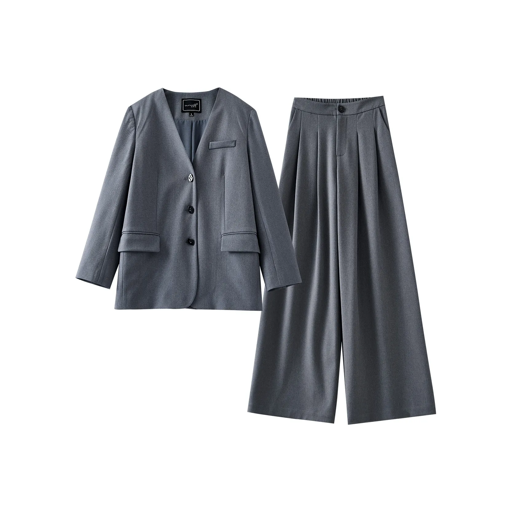 OUNIXUE Light Gray Women's Business Suits OUNIXUE Светло-серый Женские Деловые Костюмы