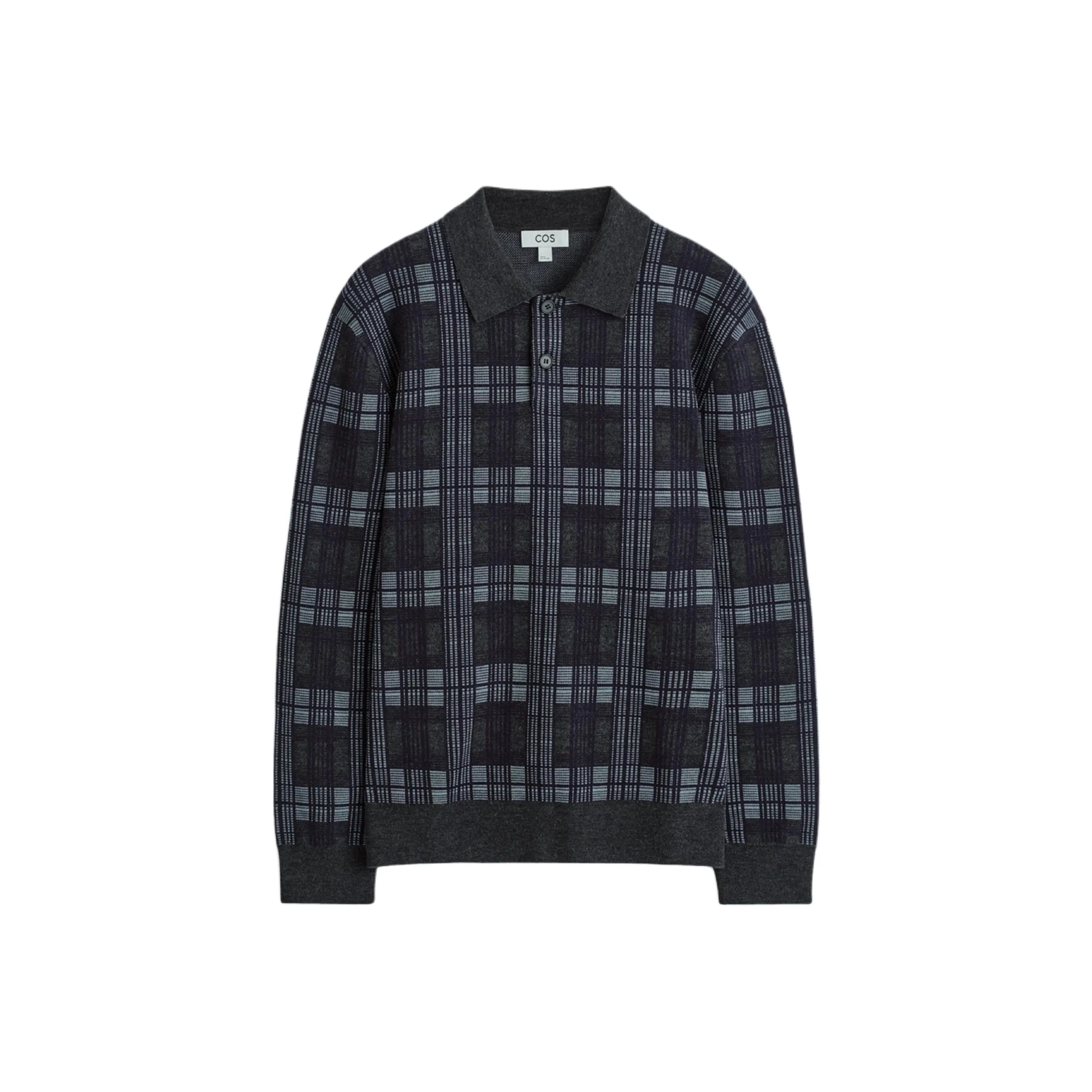 COS Темно-синяя клетка Мужская рубашка-поло