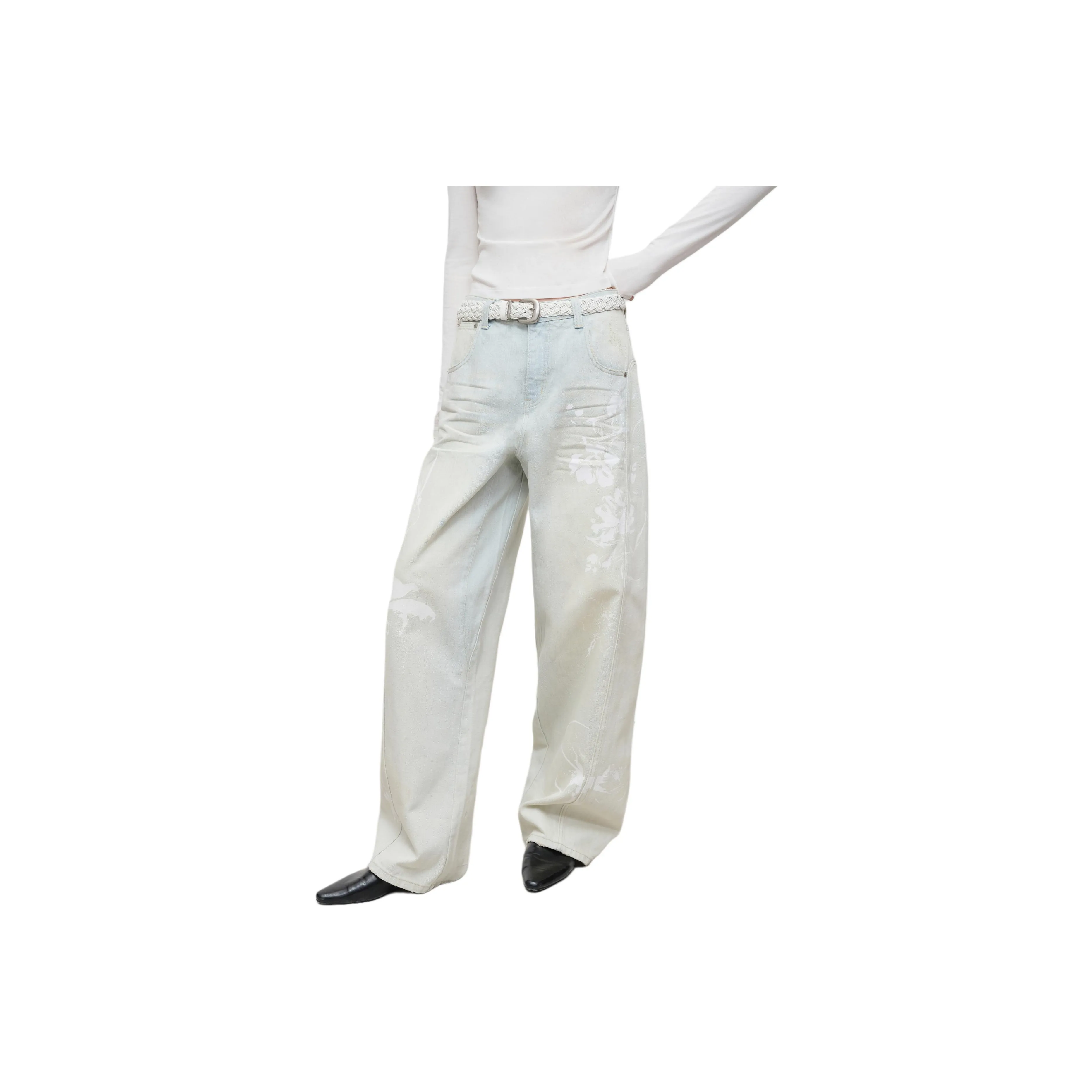 RUNTOTHEFUTURE Потертый Светло-Синий Унисекс Джинсы