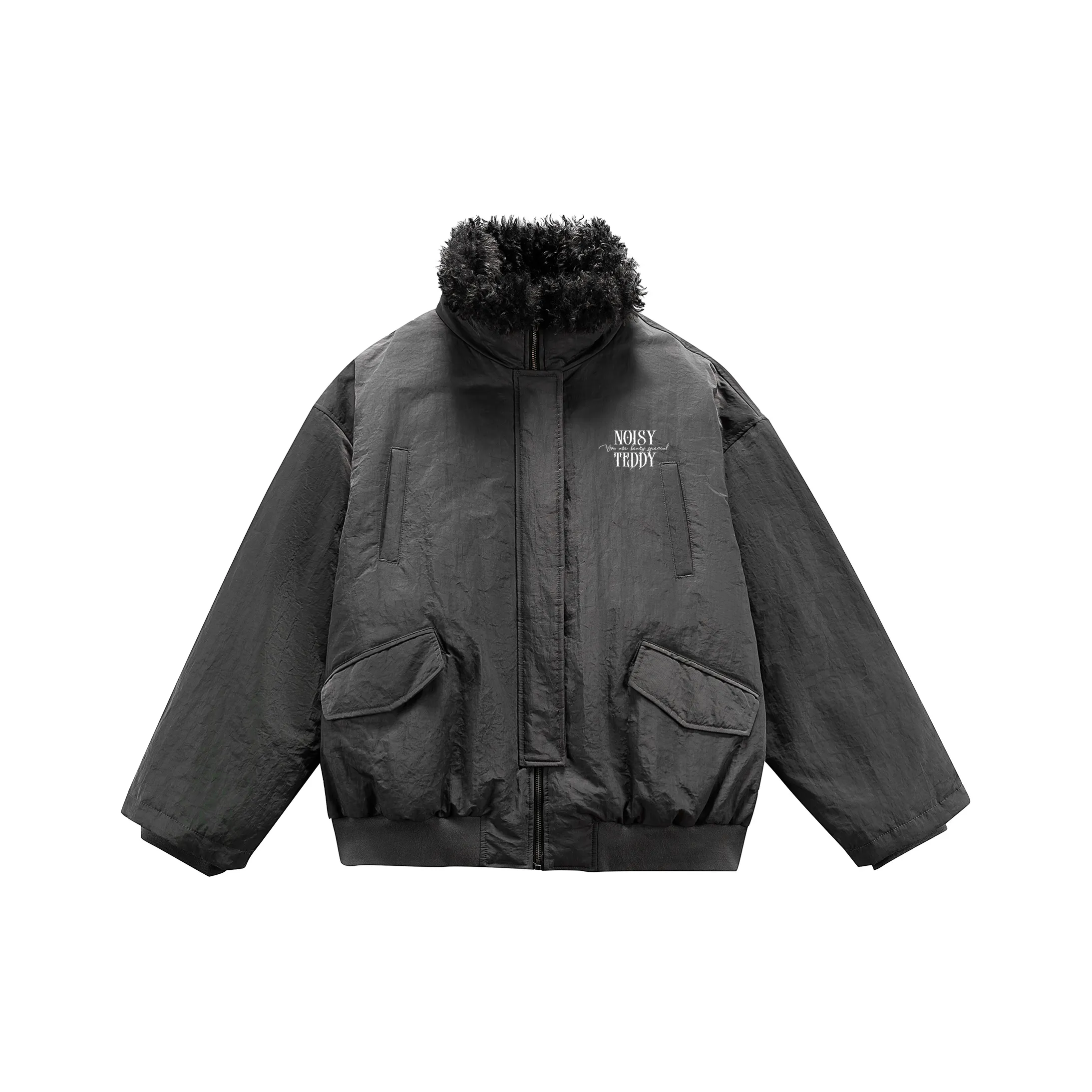 NOISY TEDDY Черный Серый Унисекс Пуховики