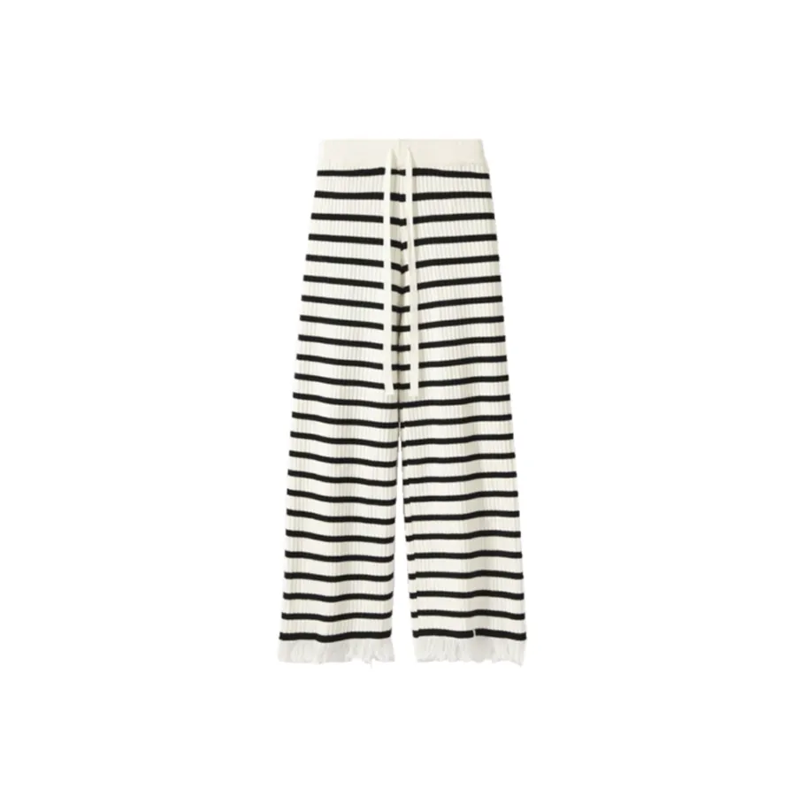 EMDPN Ecru Stripes Women's Casual Pants