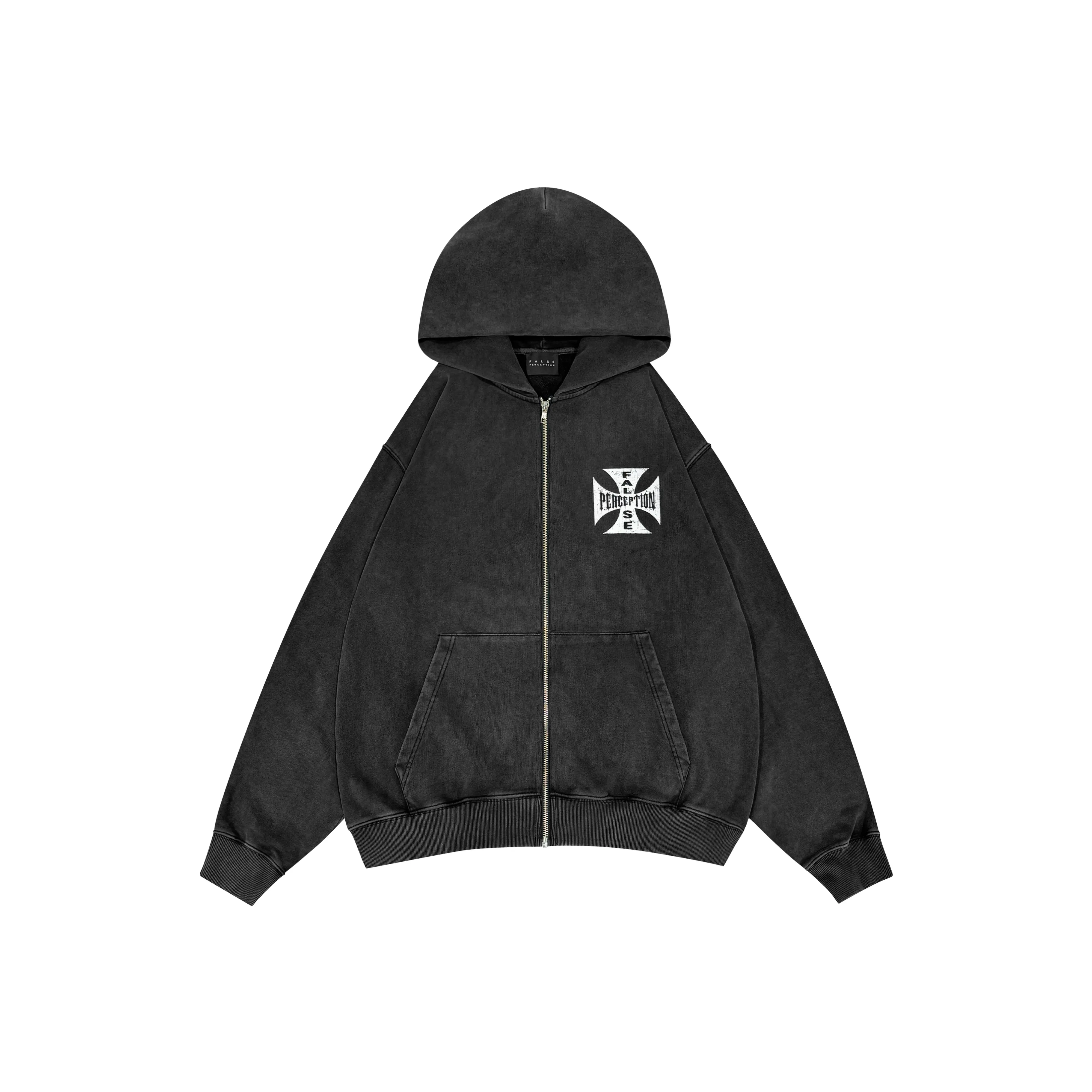 False Perception Промытый черный Унисекс Куртки