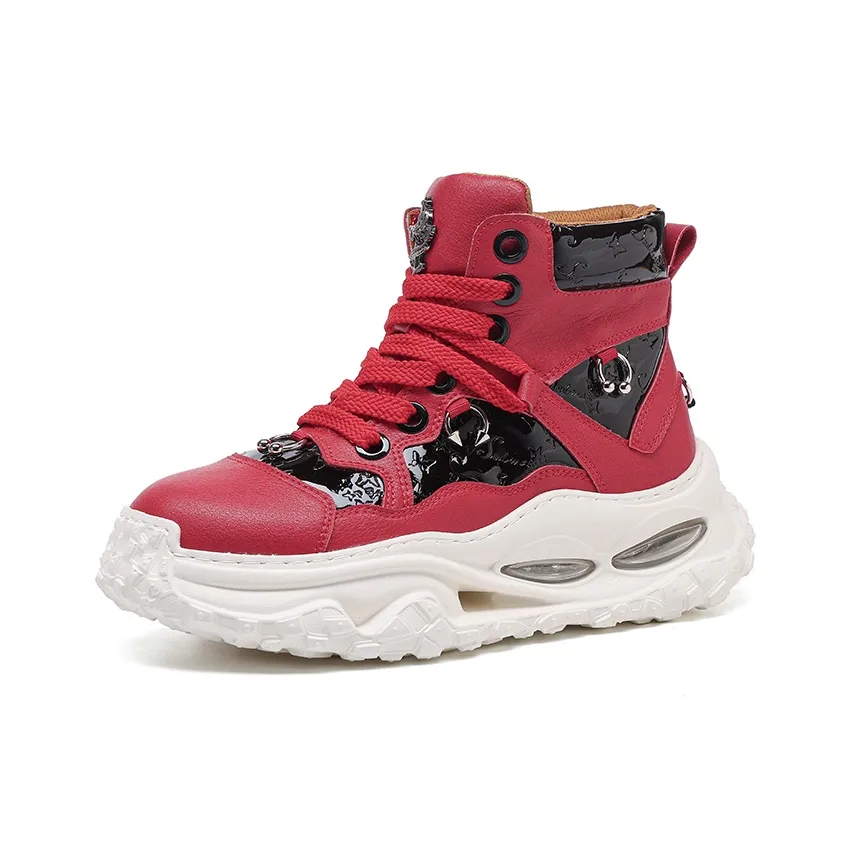 HUNU Высота Увеличивающая Противоскользящая Высокая Повседневная Обувь Мужская Красная