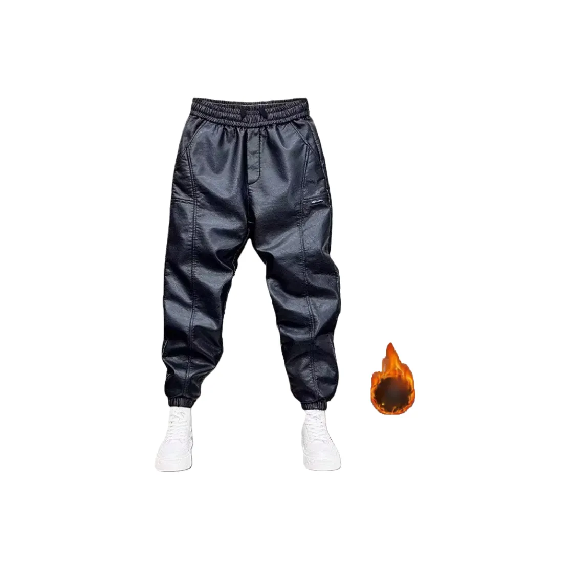 CAT'S PAW Черные флисовые с подкладкой унисекс кожаные штаны