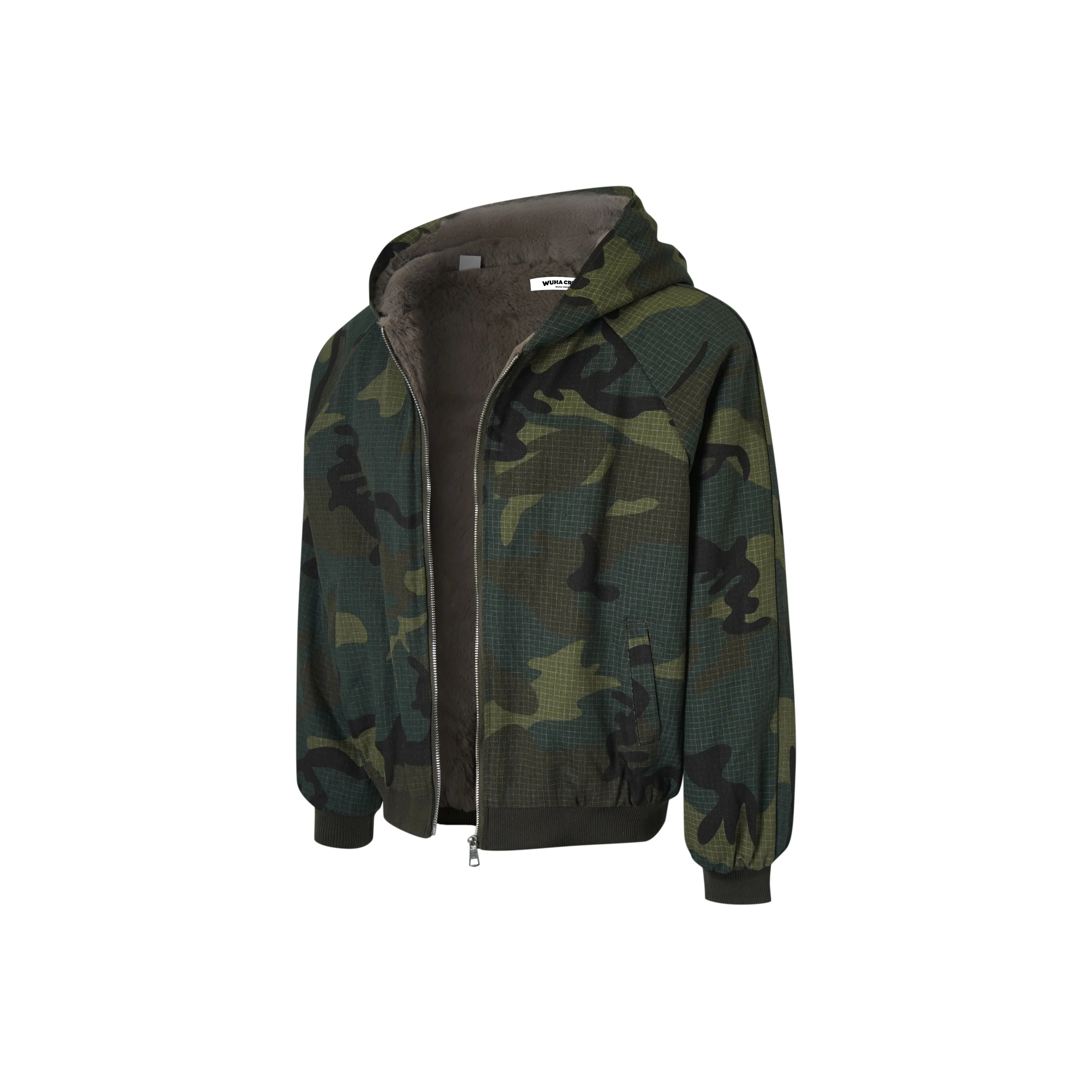 WUHA CREW Зеленый камуфляж Улучшенный Унисекс Пуховики