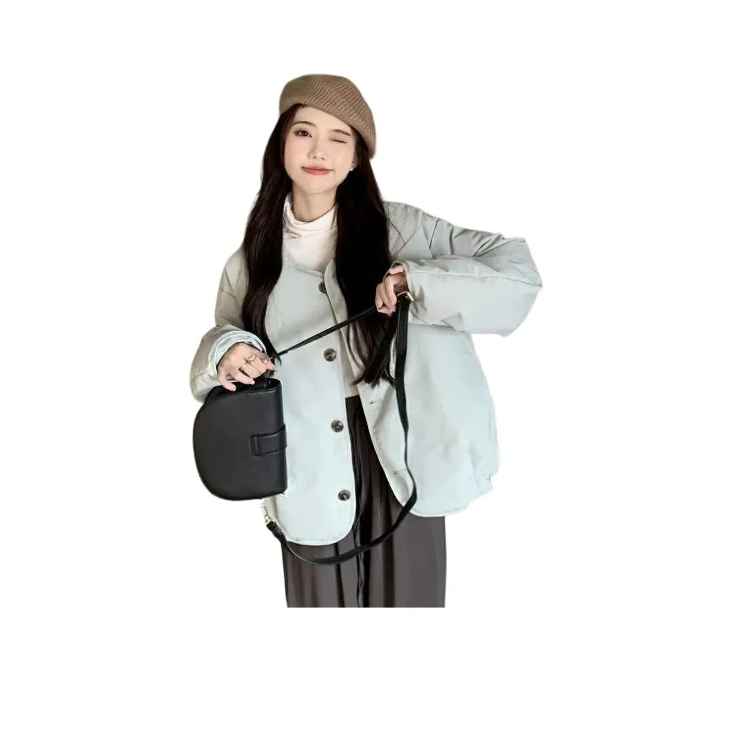 ZVJH Пыльно-голубой Женский пуховик