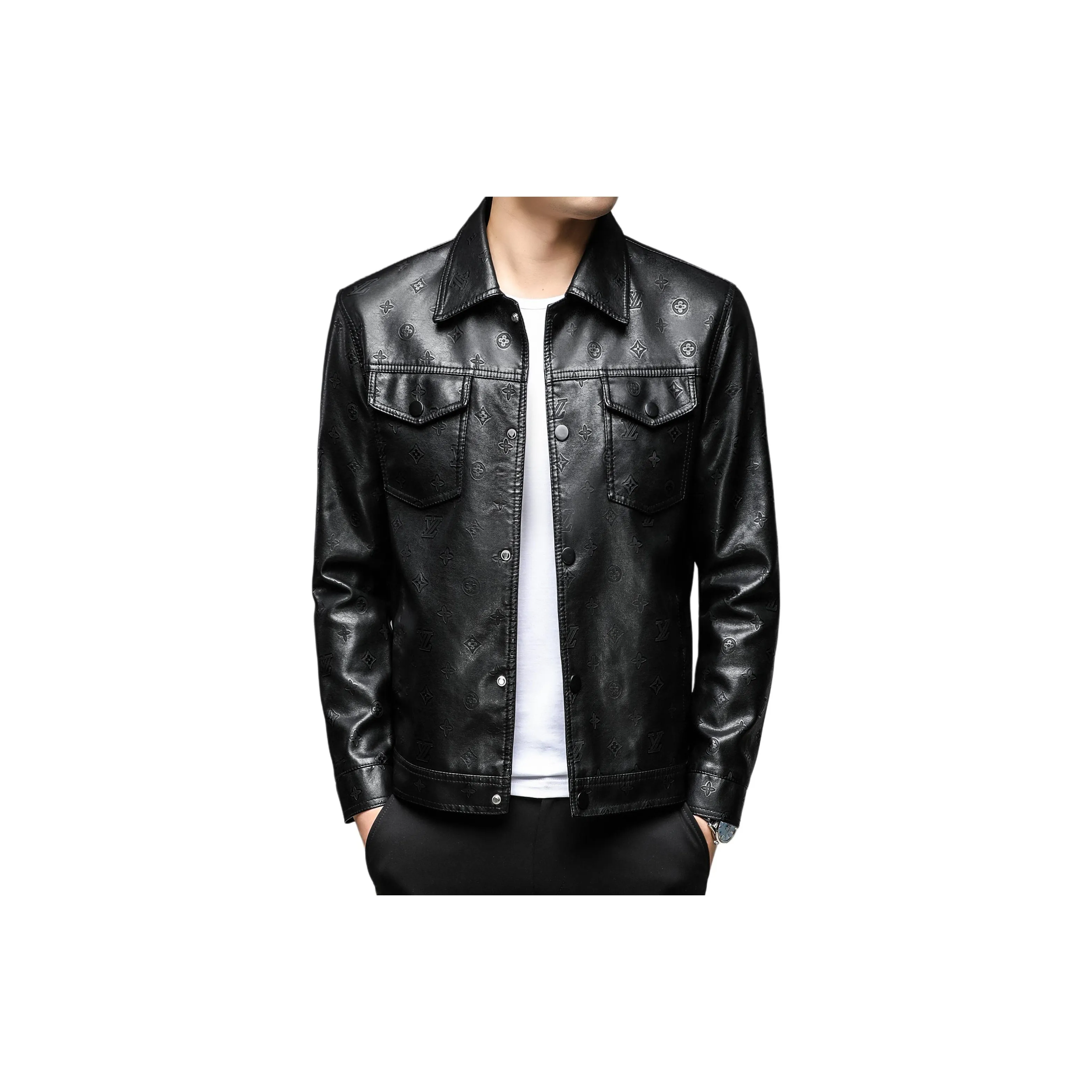 TAIZILONG Черные Мужские Кожаные Куртки