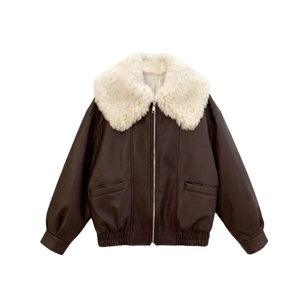 AINUOERMY Кожа Куртка Женская