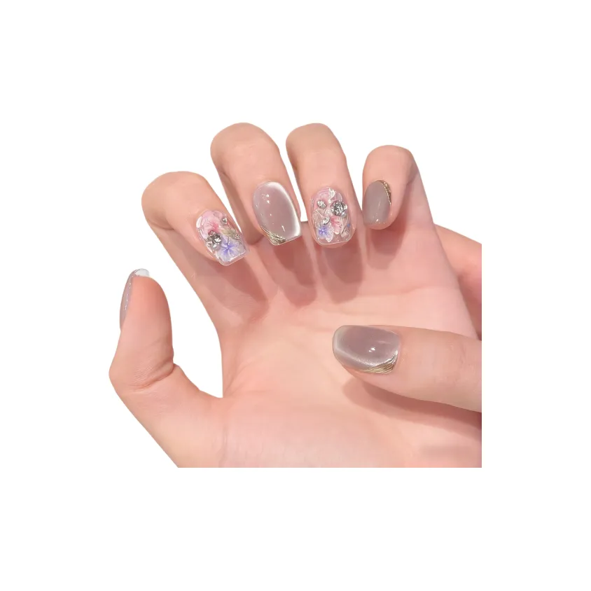 XNTX Handcrafted False Nail Polish Стикер False Nail Средний LADDER Фиолетовые оттенки Телесный Стиль Instagram