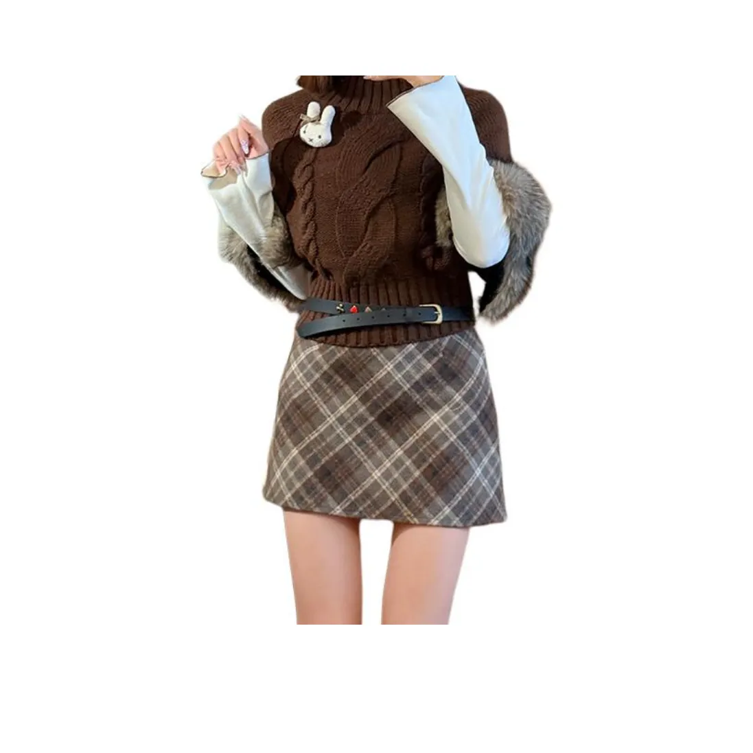 FABRIC PIG Базовый слой + Свитер + Короткая юбка Женские Комплекты с юбкой