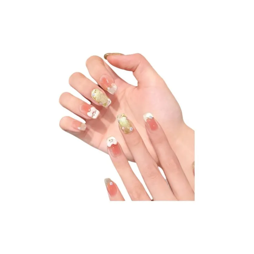 Fanze Туманный Венок Многоцветный Маленький цветок Стеклянные бусины False Nail Короткий LADDER Весенне-летний Smudge Coquette 20 мм