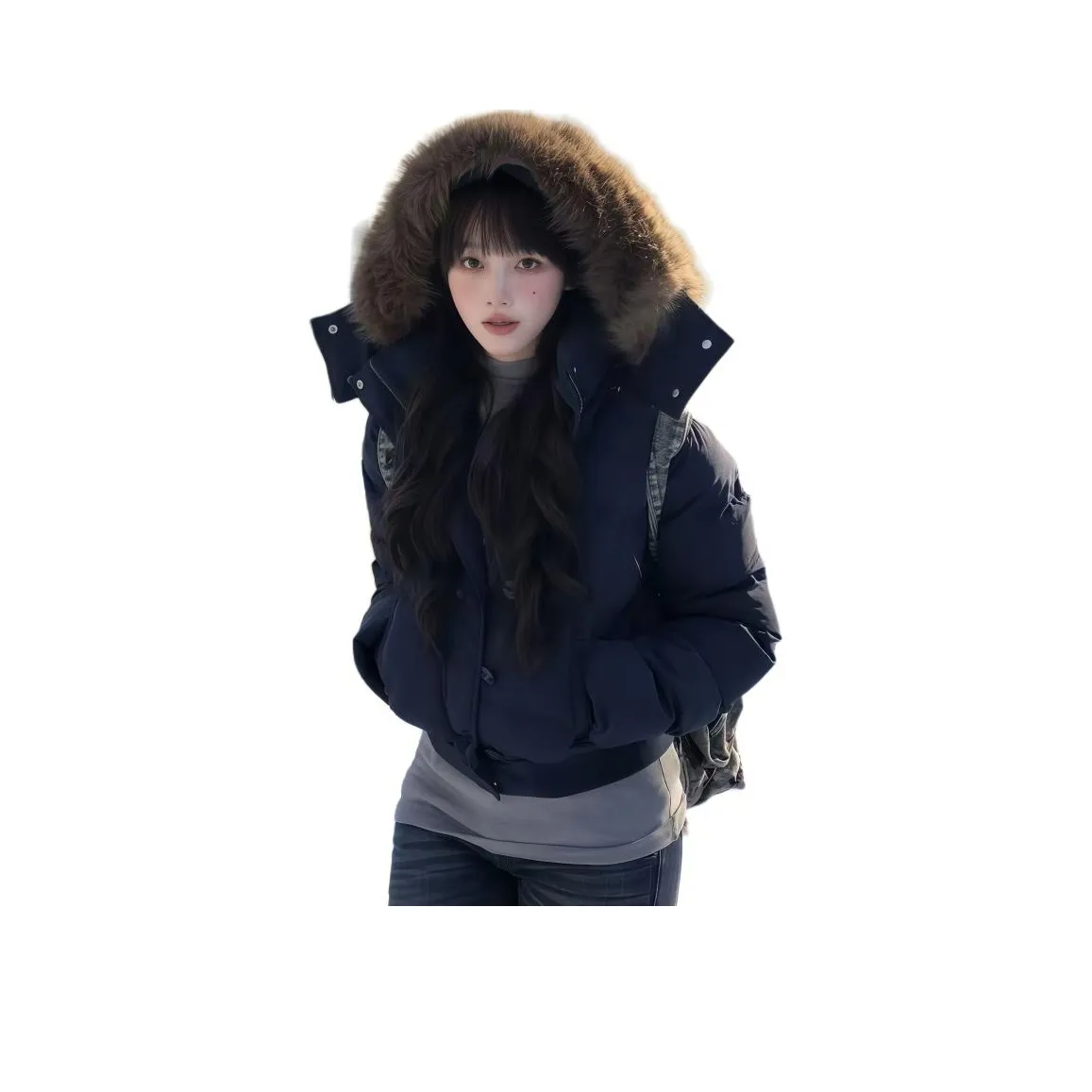 MUCCHIC Темно-синий женский пуховик