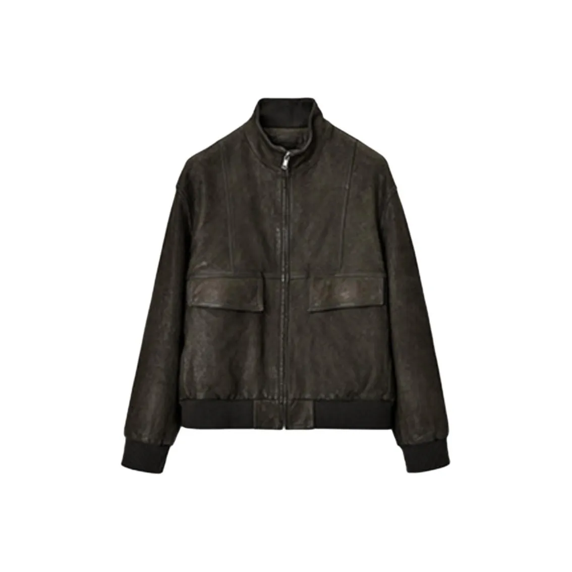 SINBOS Армейский зеленый Мужская кожаная куртка