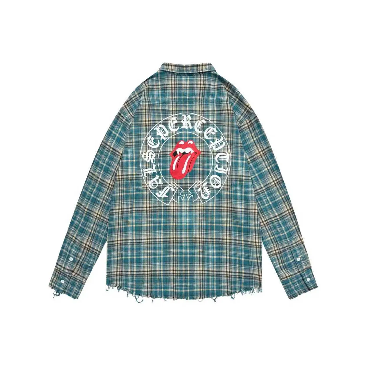 False Perception Промытый синий Унисекс Рубашки