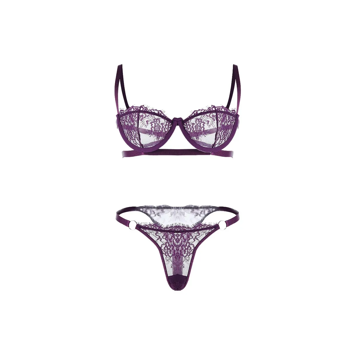 LOUGHNEA Темно-фиолетовый Трехкомпонентный Набор Одежды Топ+Штаны Женское Нижнее Белье Наборы