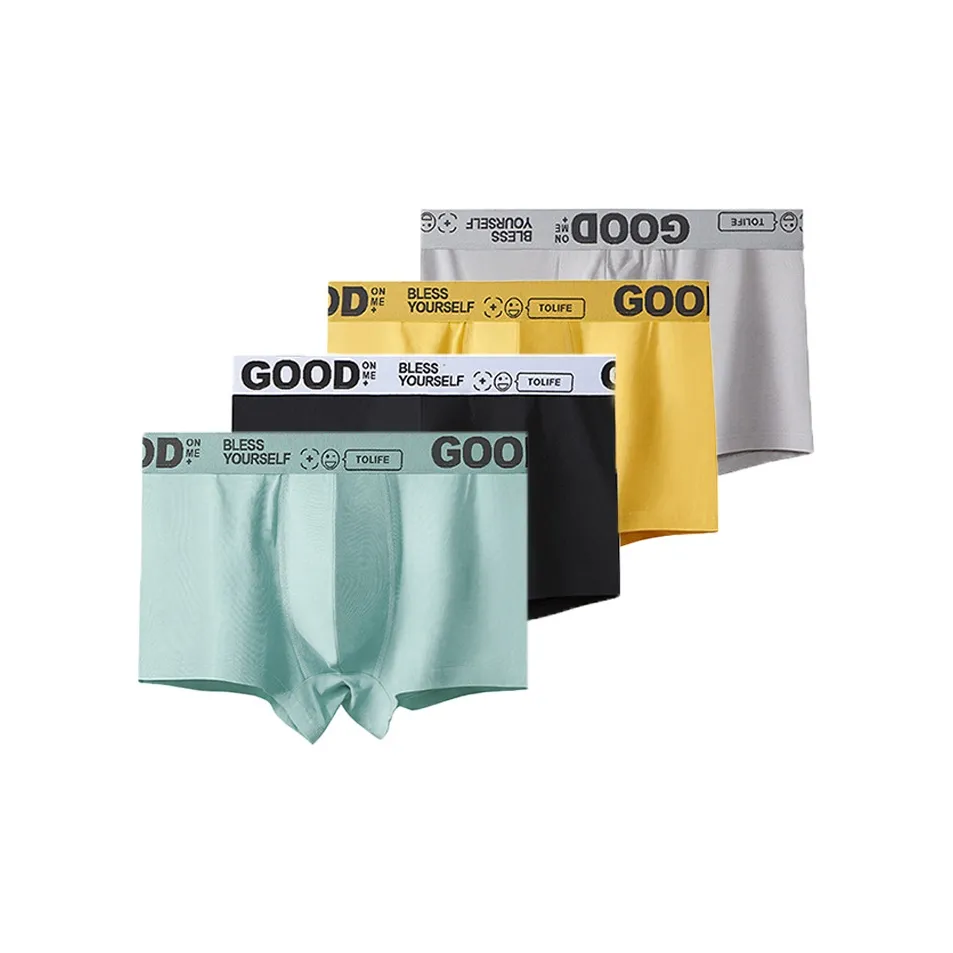 Lanza [4 пачки] Черный + Светло-серый + Зеленый + Имбирно-желтый Мужские боксеры