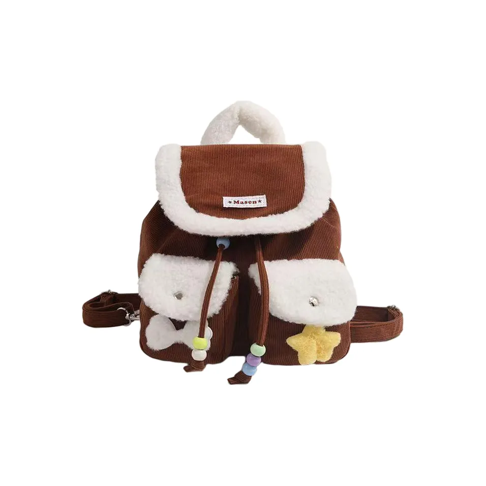 DCLOUD Вельвет Рюкзак Женские Коричневый Розовый