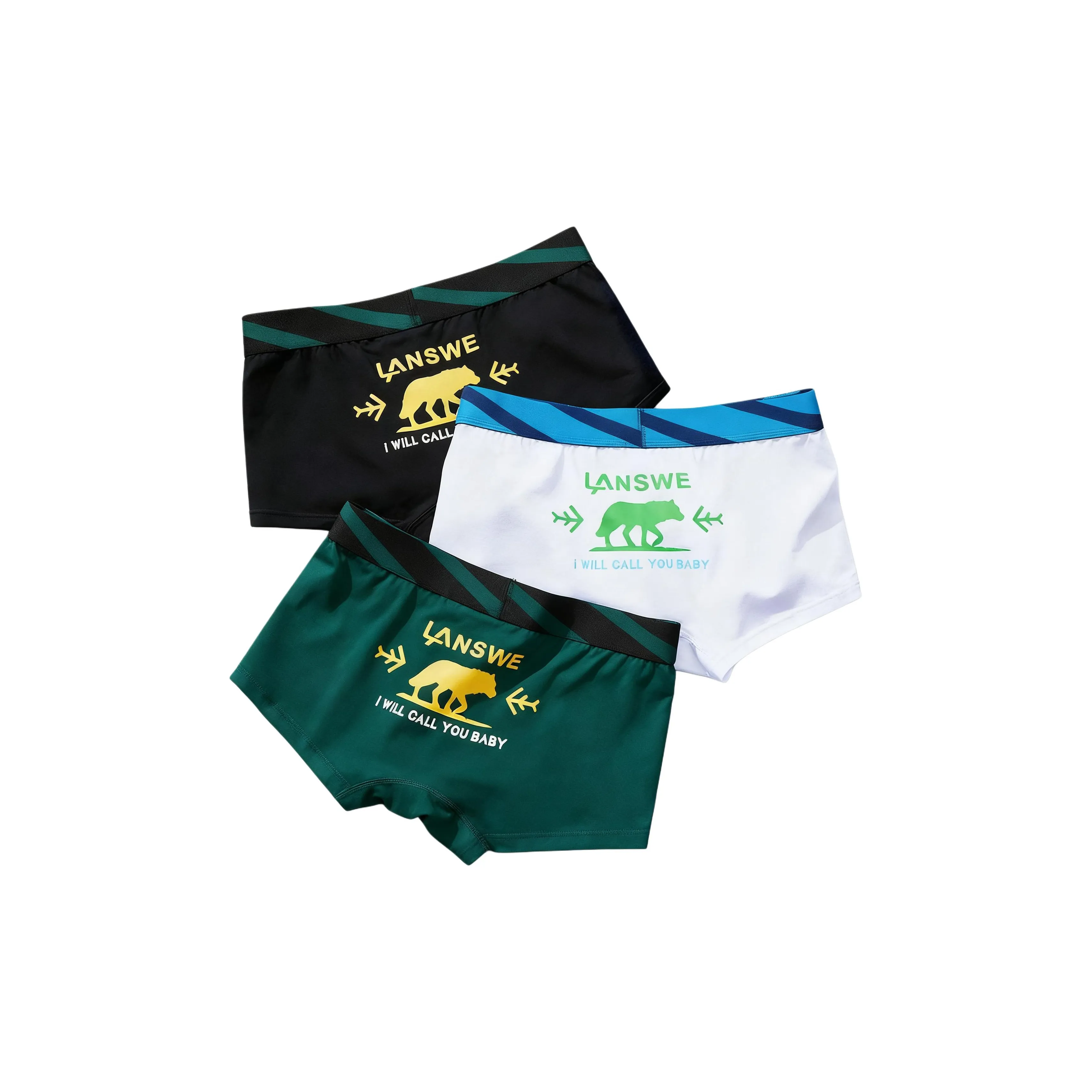 Lanza [3 упаковки] Белый + Черный + Яшма Мужские боксер-шорты