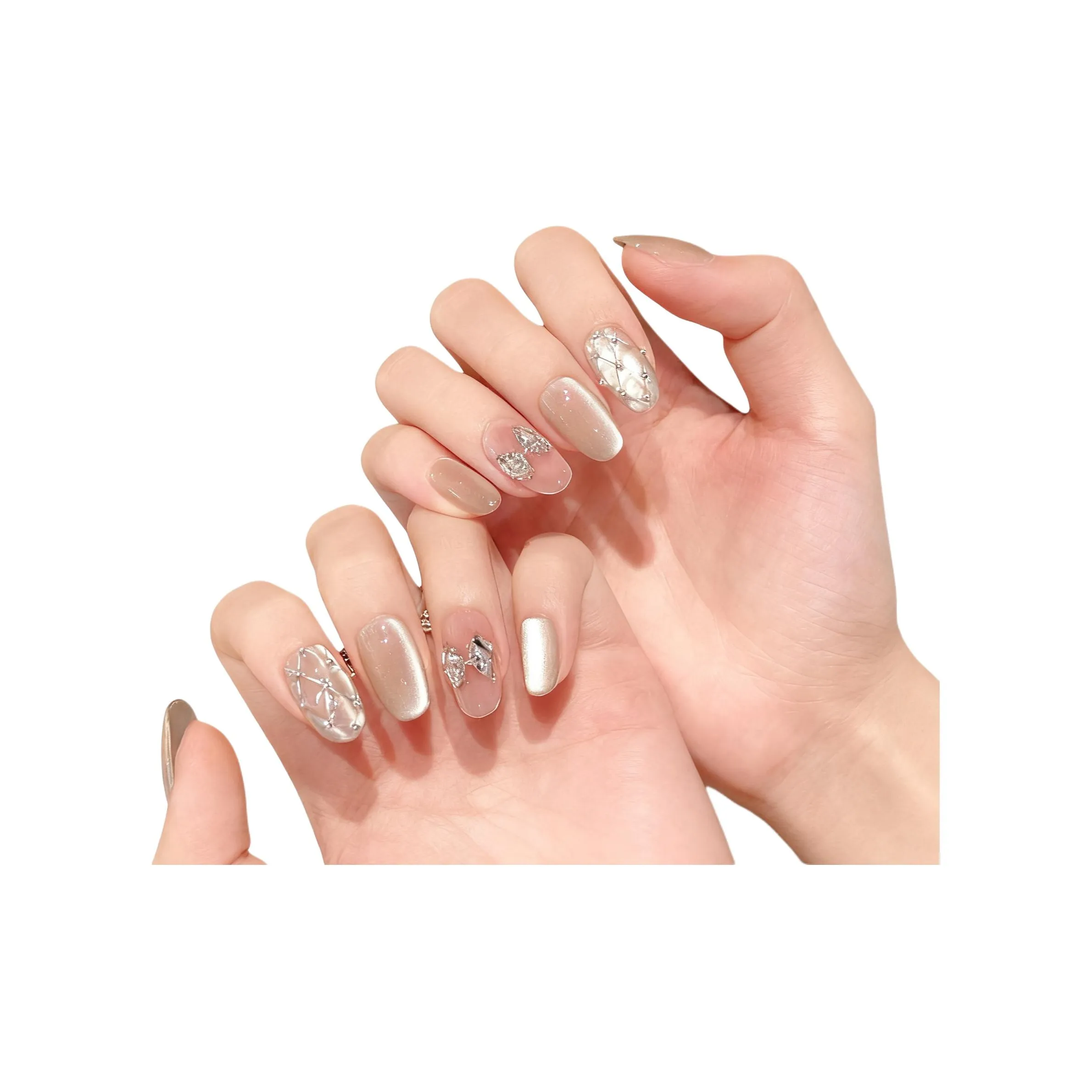 Fanze Lilac Ромб Узор Кошачий глаз Циркон Кошачий глаз Лидер продаж Осветляющий False Nail Овал Мягкий Jump Цвет Flashing