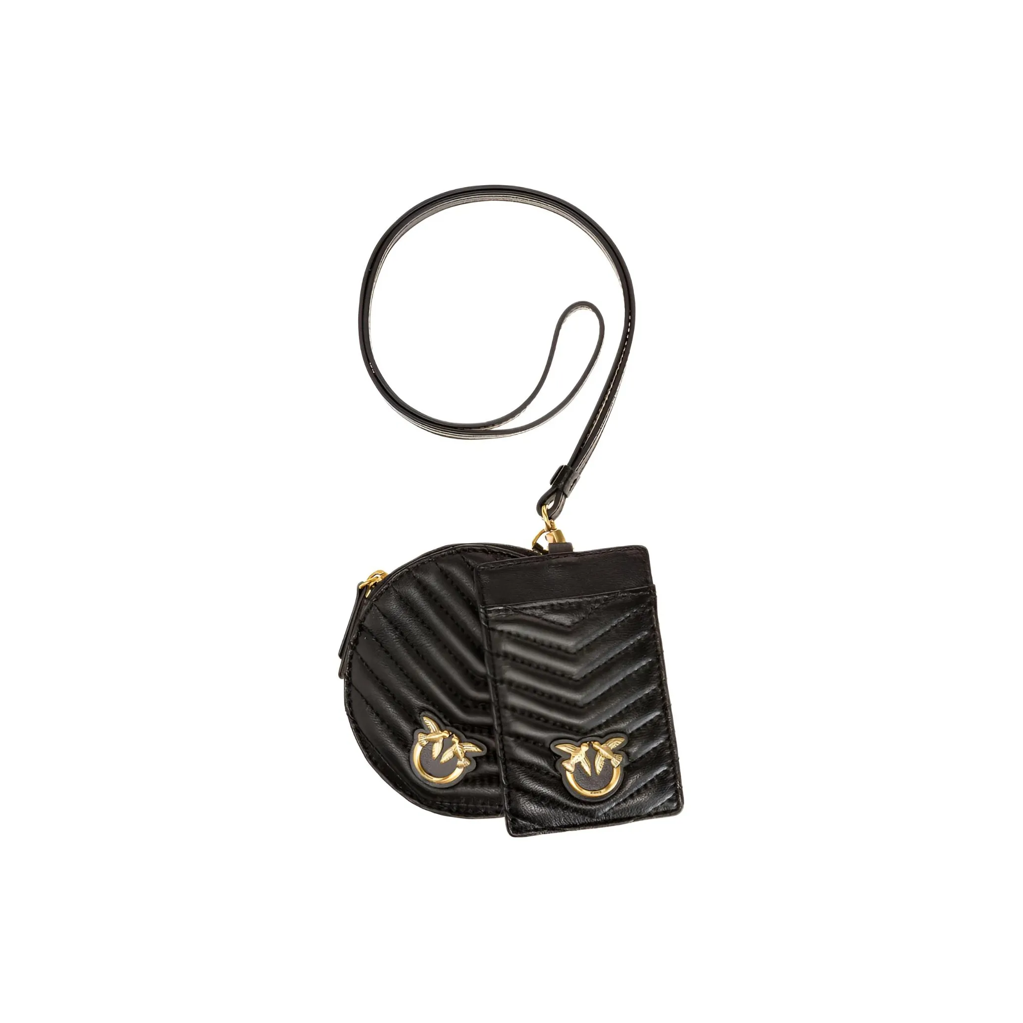 PINKO Кожа Шнурок Картхолдер Монетница Мини Женский Черный