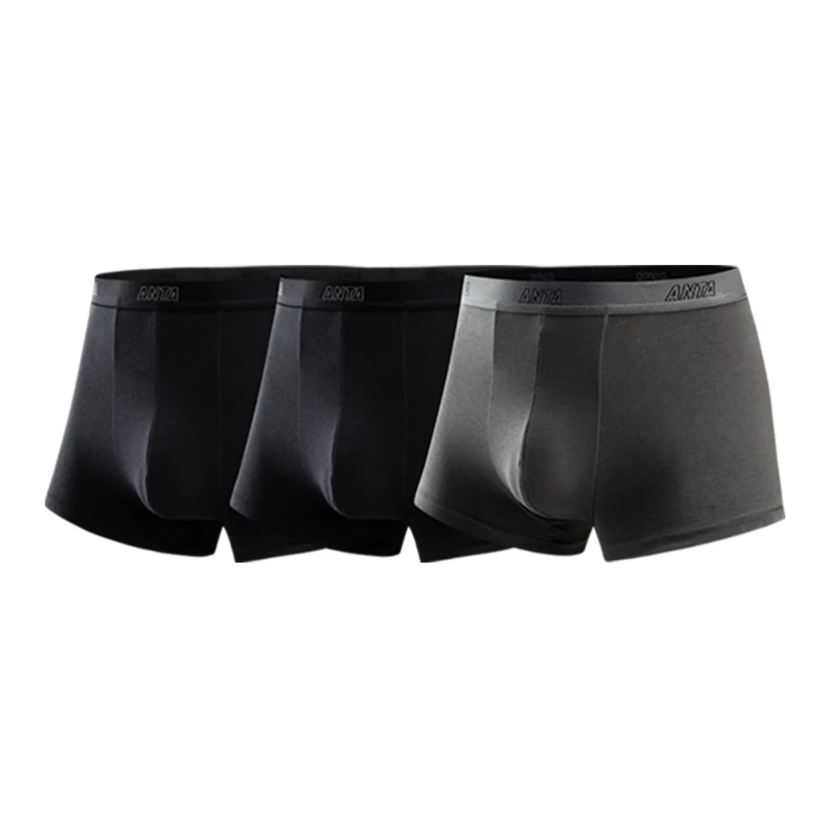 ANTA Подкладочная ткань Черный Подкладочная ткань Черный Темно-серый 1 Мужские боксер-шорты