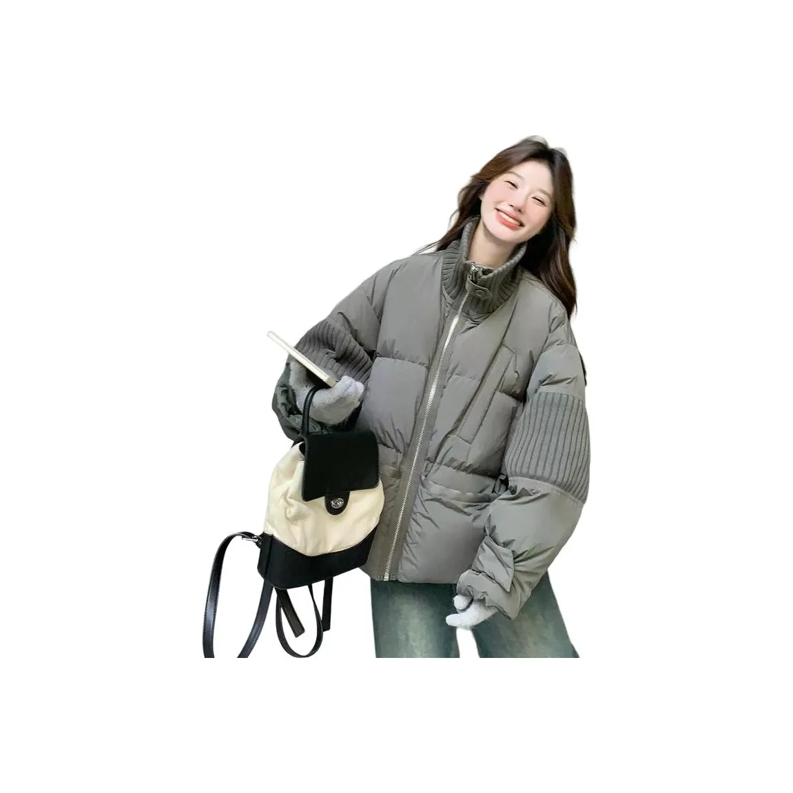 BVODE Серый Зеленый Женский Пуховик