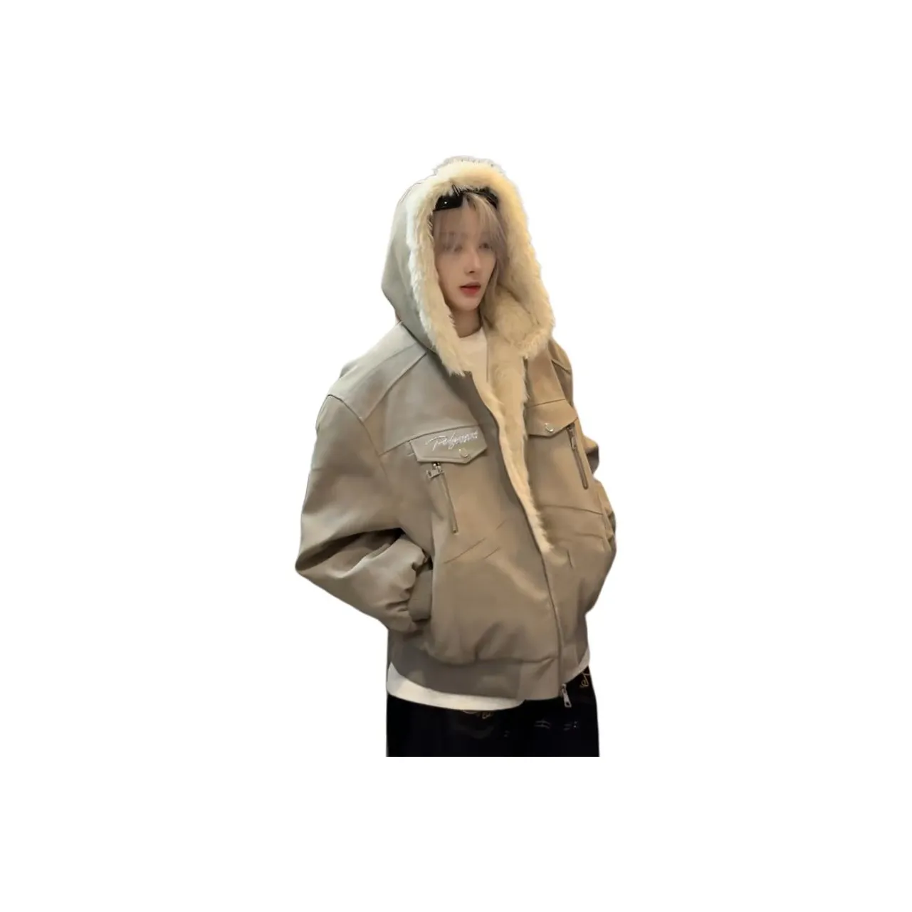 PODGORNOI Серый С подарками Съемный Металл Этикетка Мужской Пуховики