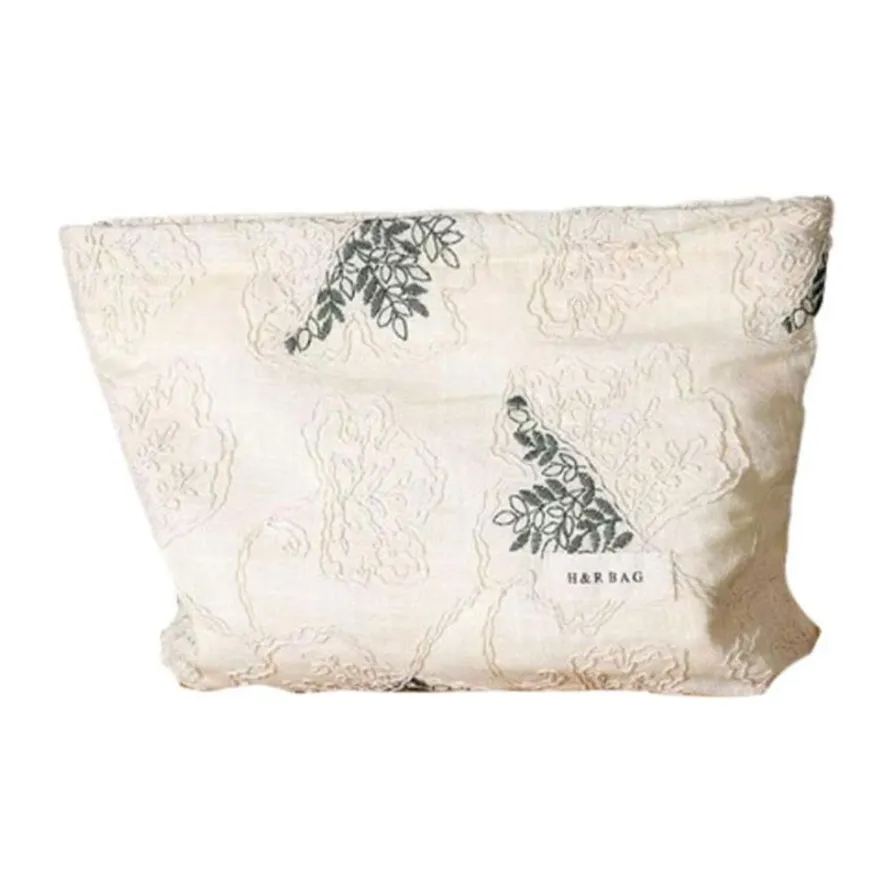 GEANNUO Свежий Хлопок Лен Смесь Вышивка Косметичка Большая емкость И Портативный Уход за кожей Мешок для хранения Клатчи