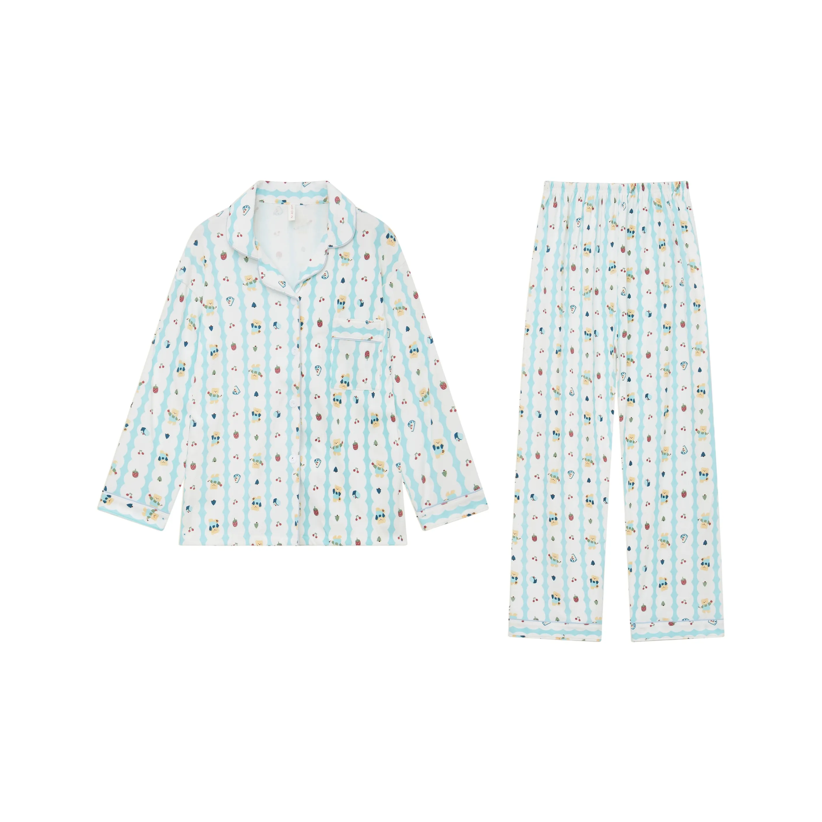 SWEET CAT Cute Bear Stripes Women's Pajama Sets SWEET CAT Милый медведь Полосы Женские Пижамные комплекты